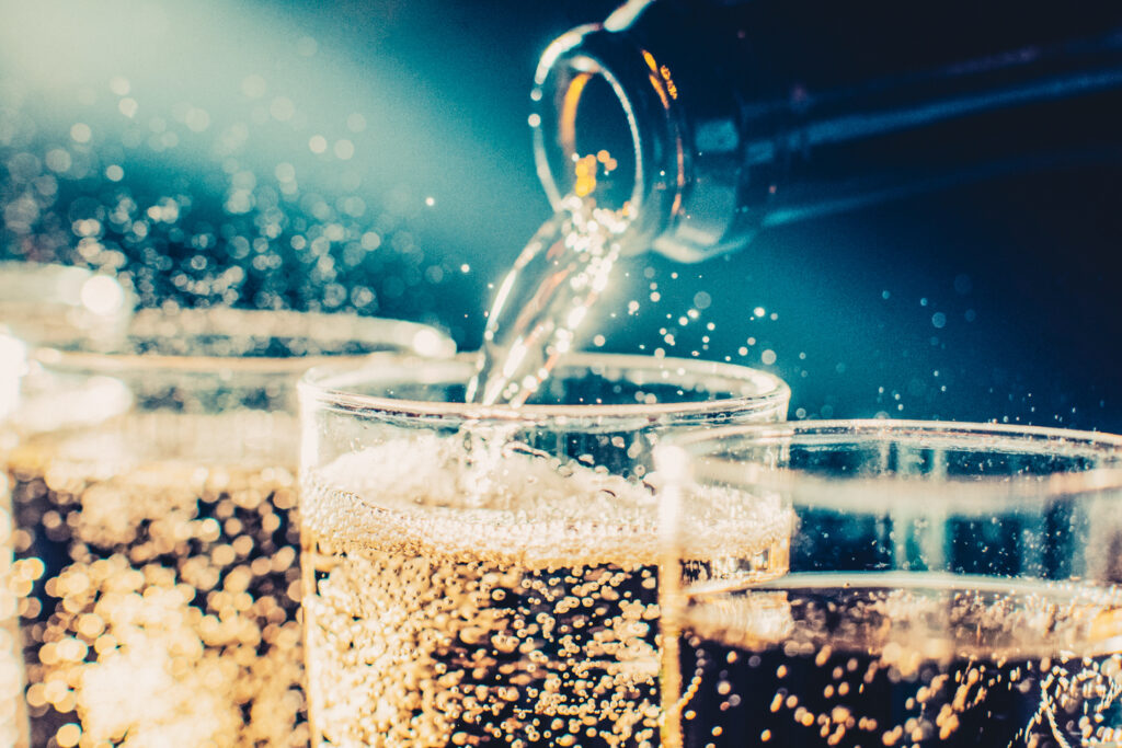 sparkling wine being poured