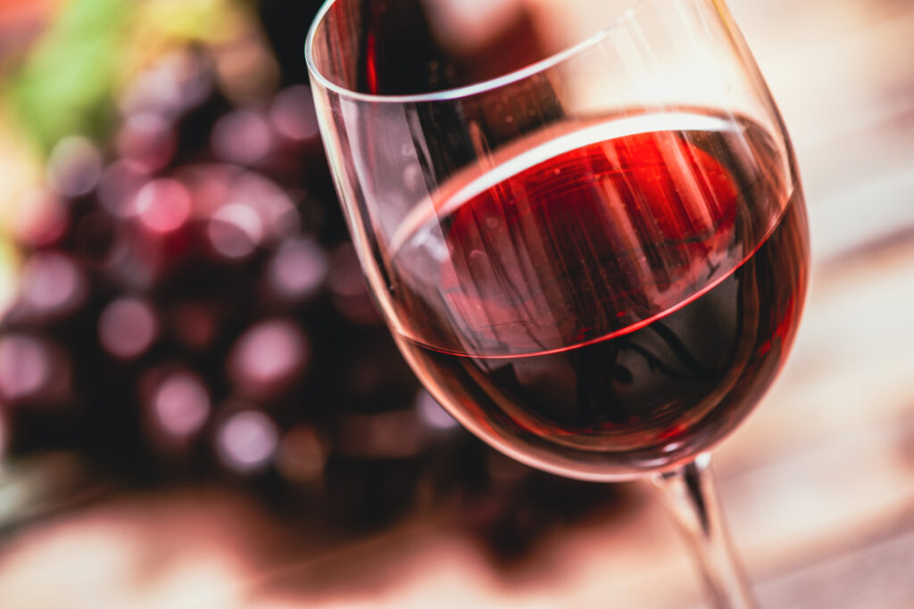 red wine glass closeup
