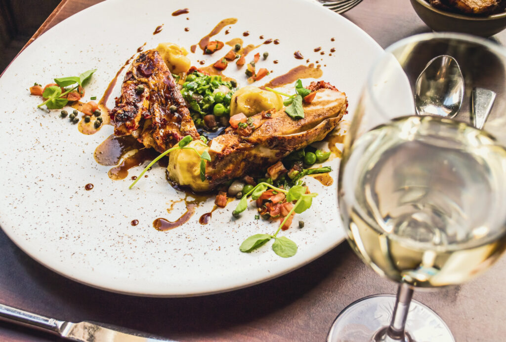 gourmet duck and white wine